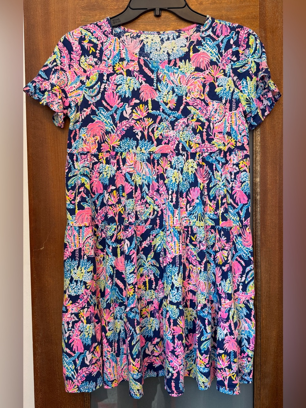 Lilly Pulitzer GIRL Jodee Swing Oyster Bay Navy Seen & Herd SS Summer Dress XL